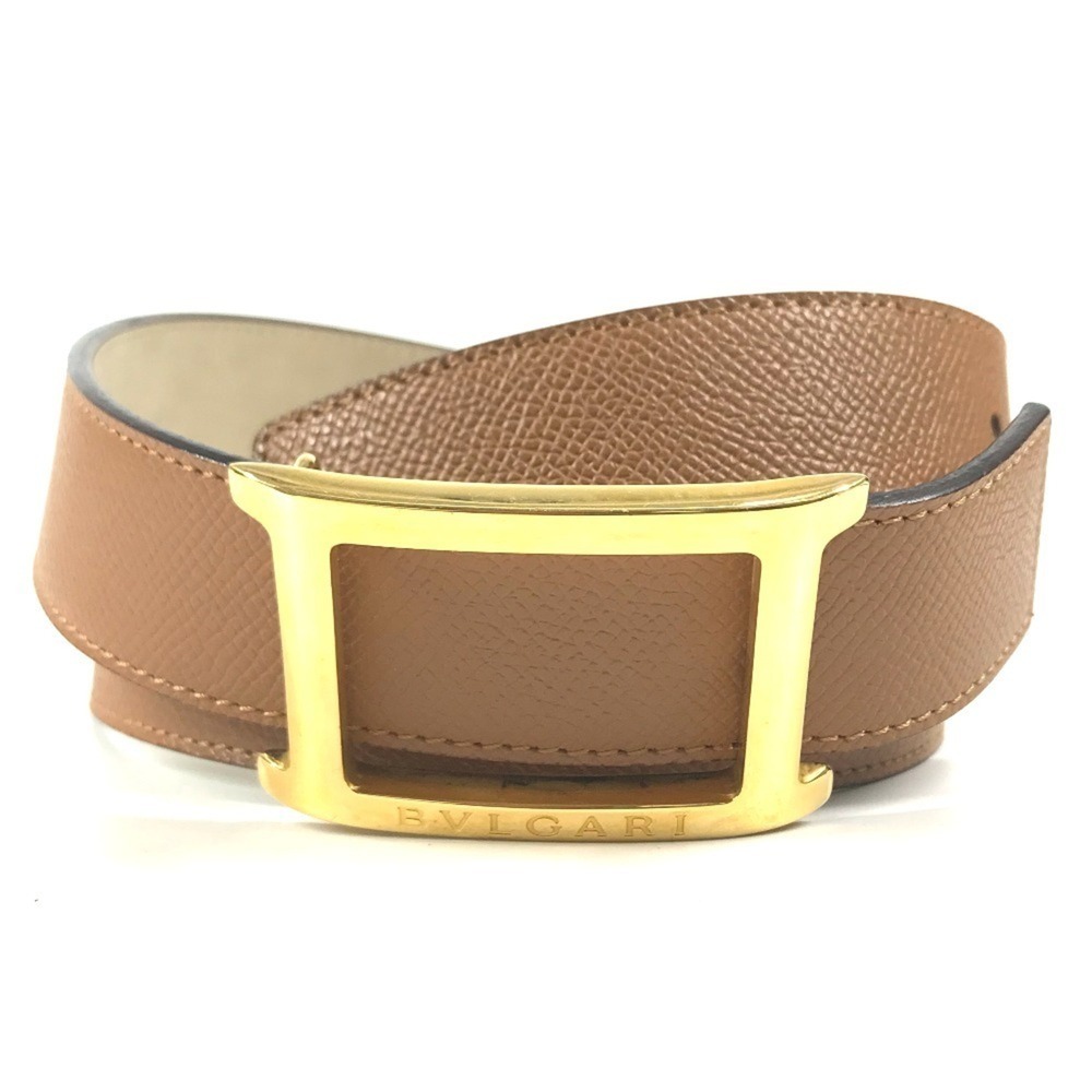 BVLGARI Bulgari Logo Buckle Belt Leather Women's Brown